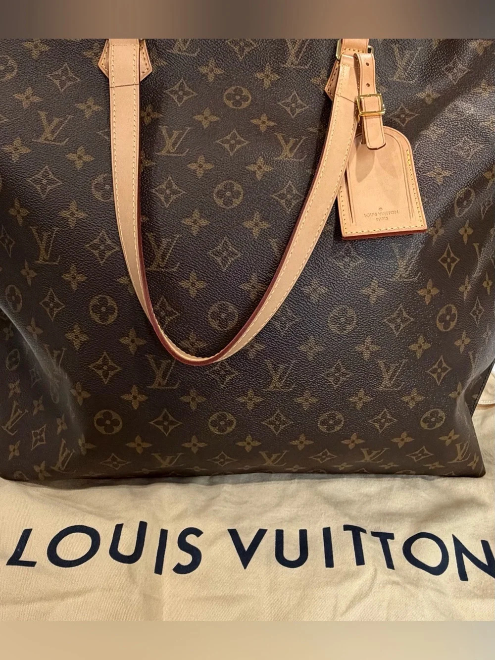 Louis Vuitton Brown Monogram Tote Bag with Vachetta Leather Handles 100%Authenti